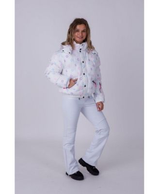 Women's White Print Chic Puffer Jacket