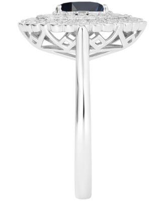 Sapphire (7/8 ct. t.w.) & Diamond (1/3 ct. t.w.) Ring in 14k White Gold (Also Available in Ruby & Emerald)