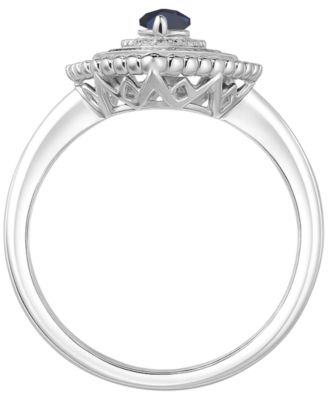 Sapphire (7/8 ct. t.w.) & Diamond (1/3 ct. t.w.) Ring in 14k White Gold (Also Available in Ruby & Emerald)