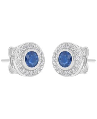 Sapphire (0.76 ct. t.w.) & Diamond Circle Stud Earrings
