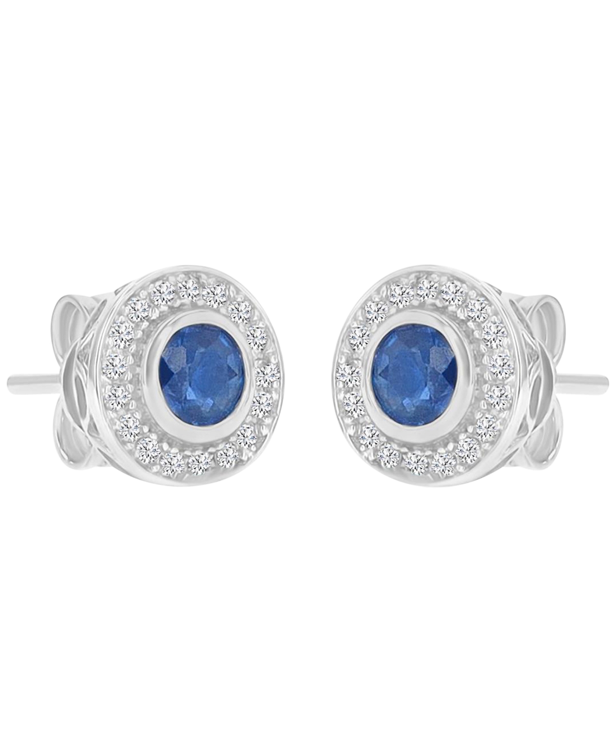 Macy's Sapphire & Diamond Circle Stud Earrings
