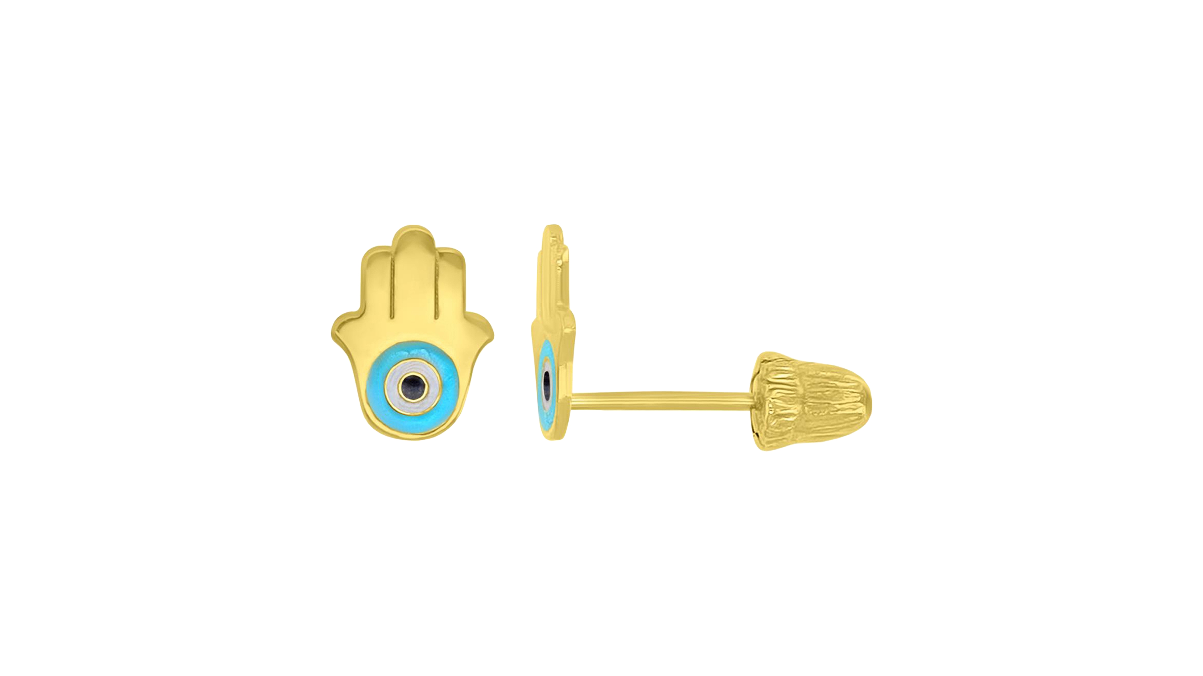 Macy's 14k Yellow Gold Enamel Hamsa Stud Earrings