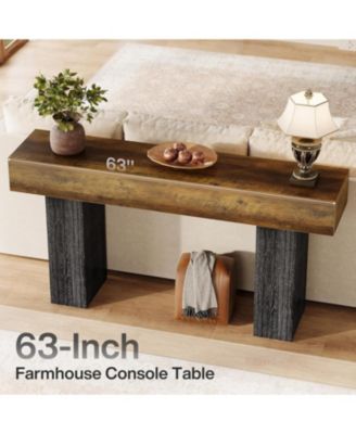 63" Long Entryway Table, Farmhouse Console Table Behind The Couch, Wooden Foyer Stand Entry Station for Entrance