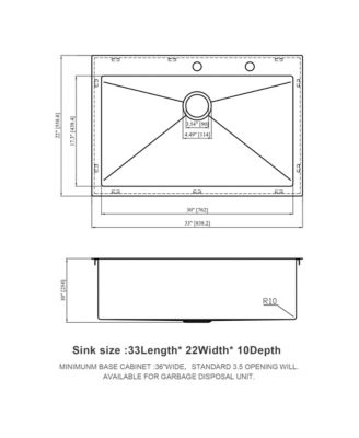 huluwat 33x22x10inch Kitchen Sink Drop In Topmount Stainless Steel Single Bowl 16 Gauge