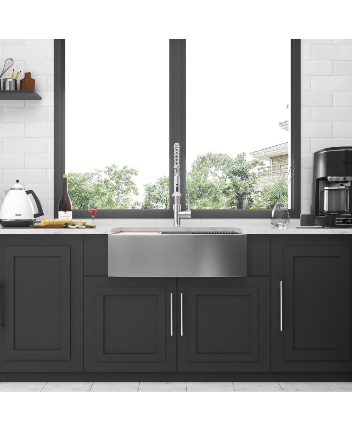 huluwat 33x22x10inch Stainless Steel Farmhouse Kitchen Sink Apron Front Workstation 16 Gauge