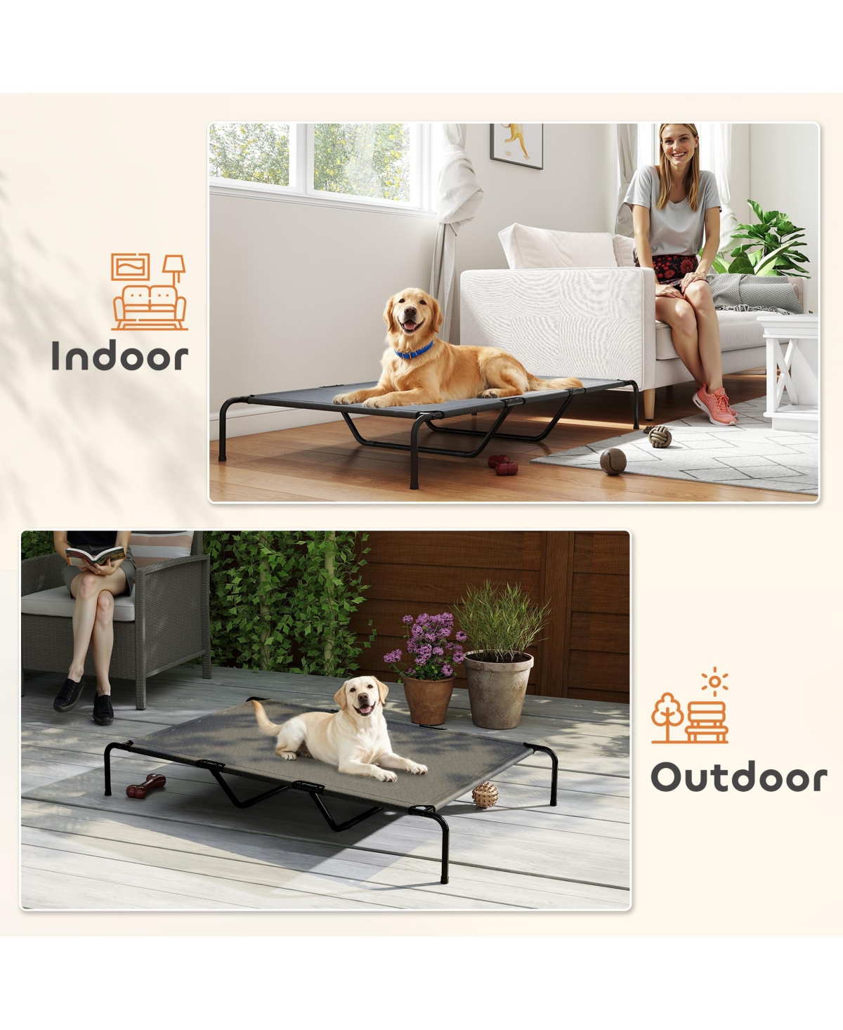 PawHut Elevated Dog Bed Outdoor Dog Bed for Large Breeds 59.8"