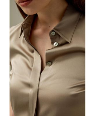 Women's Elegant Silhouette Silk Shirt