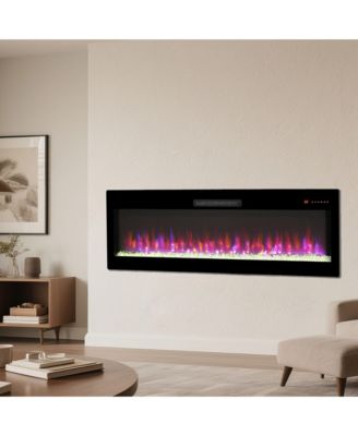 Smart 50" WiFi-Enabled Electric Fireplace Heater, Recessed in-Wall and Wall-Mounted