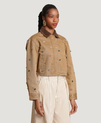 Women's Embellished Chore Spread Collar Jacket