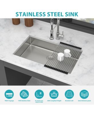 30x18x5.5inch ADA Compliant Kitchen Sink Undermount Stainless Steel Single Bowl 16 Gauge