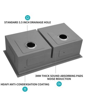 30x19x10inch 16 Gauge T304 Stainless Steel Undermount 5050 Double Bowl Brushed Nickel Workstation Kitchen Sink with Full Accessories