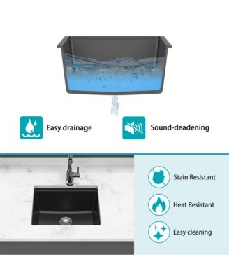 21x18x9.65inch Black Granite Composite Undermount Workstation Kitchen Sink