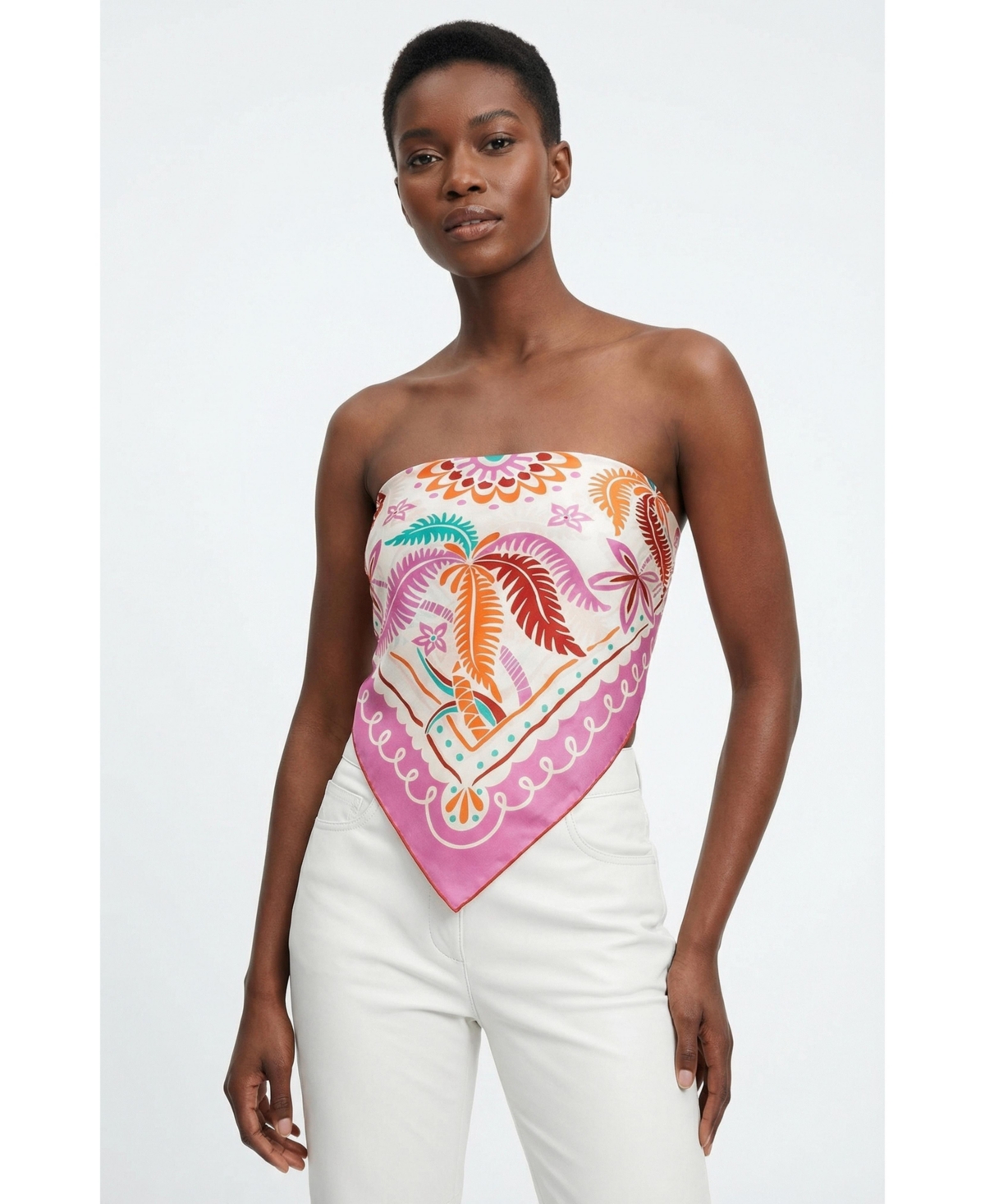 Jessie Zhao New York Dancing Palms Double Sided Silk Scarf