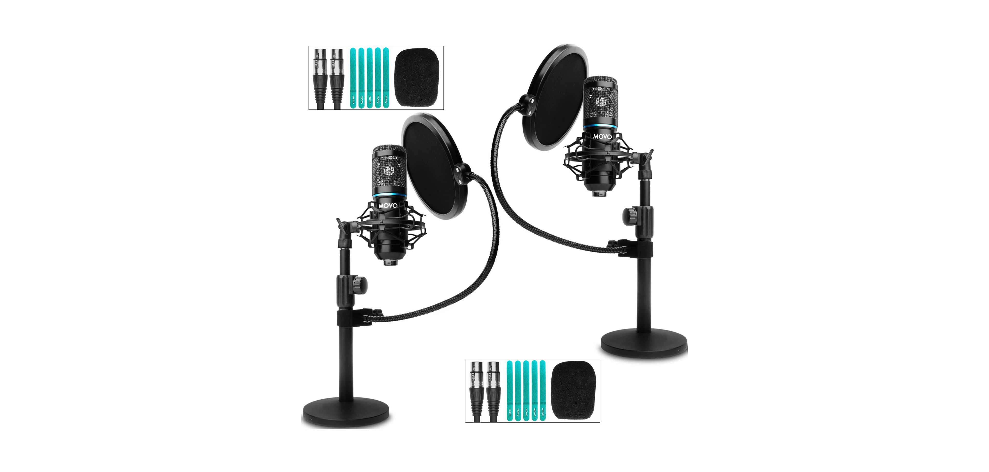 Movo Pc-M6 Cardioid Condenser Podcasting Microphone Bundle with Xlr Outputs, 2-Pack