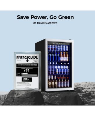 20-in 150-Can Capacity Sliver Freestanding Beverage Refrigerator with Reversible Door and Adjustable Shelves