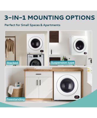 2.6 Cu.Ft. Vented Front Load Stackable Electric Compact Dryer in White with Multiple Drying Modes