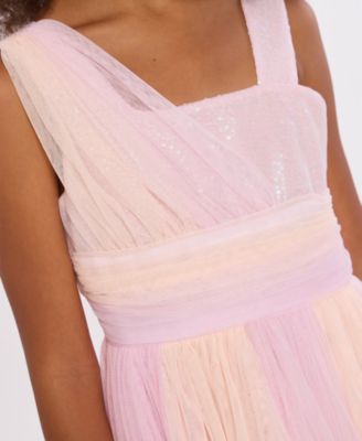 Girls' 7-16 Asymmetrical Sequin Detail Ball Gown