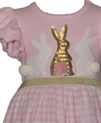 Girls' 2T-6X Flutter Sleeve Bunny Round Neck Tutu Dress