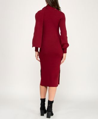Juniors' V-Neck Midi Sweater Dress