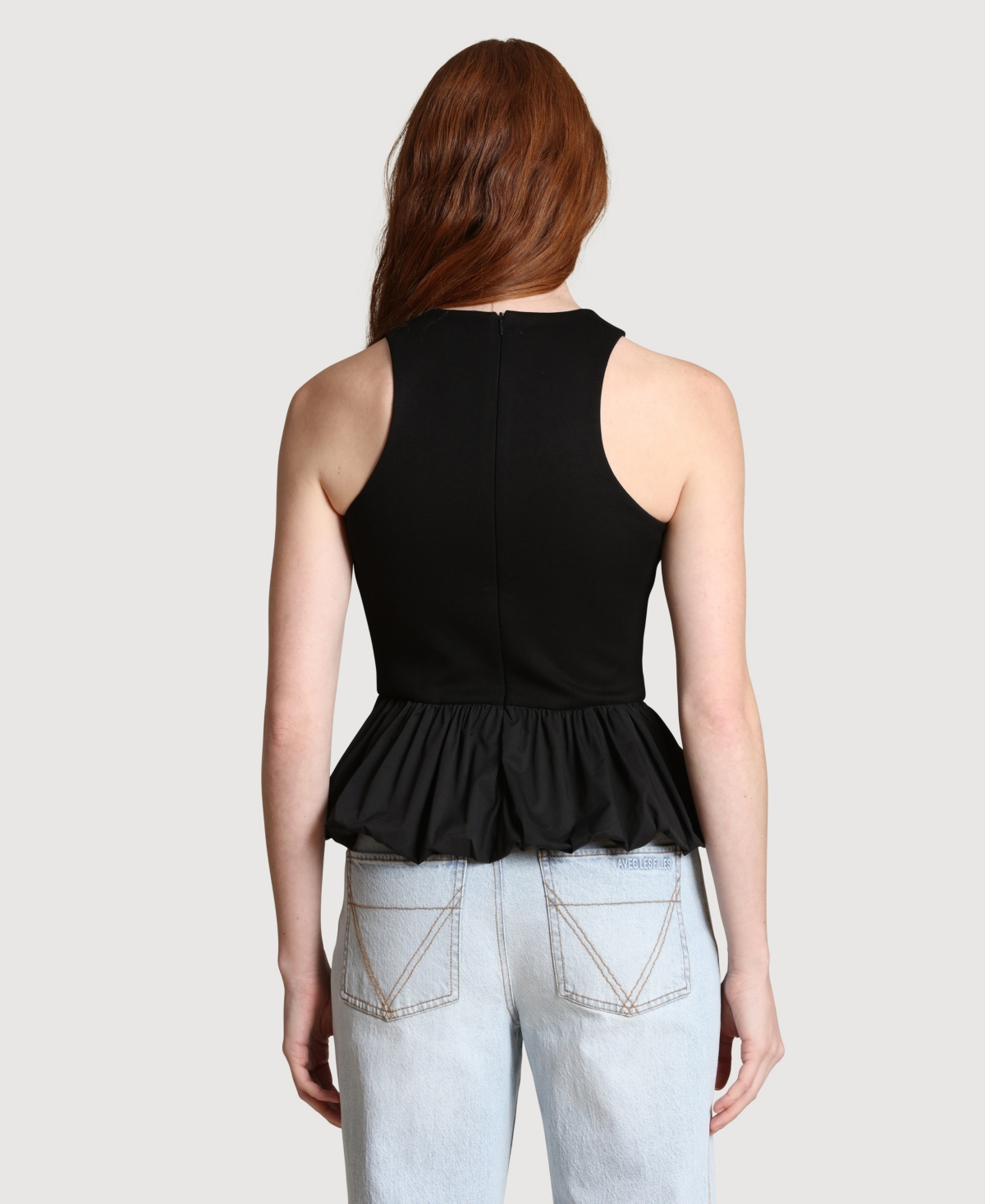 Avec Les Filles Women's Peplum Crewneck Tank Top