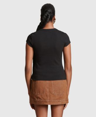 Women's Button-Front Crew Neck Top