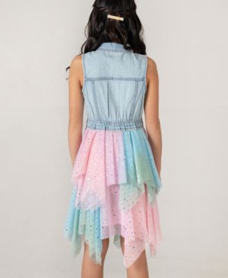 Girls' 7-16 Sleeveless Denim Vest Dress