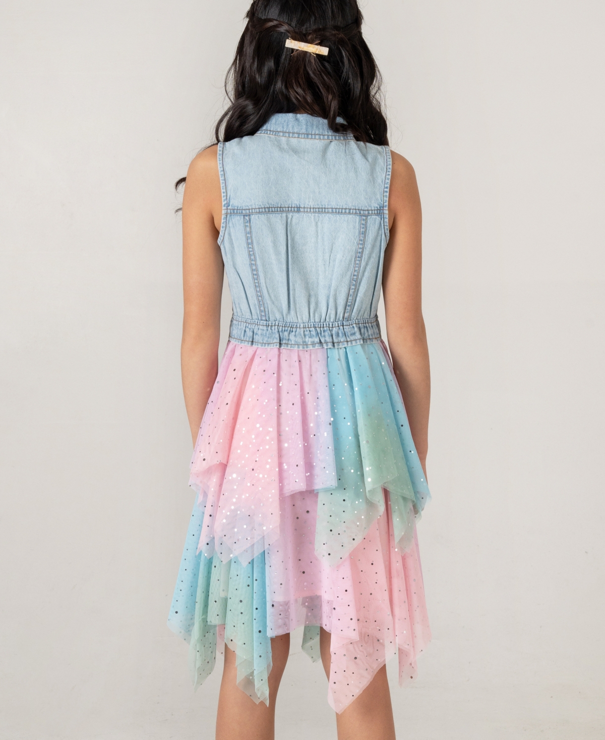 Rare Editions Girls' 7-16 Sleeveless Denim Vest Dress