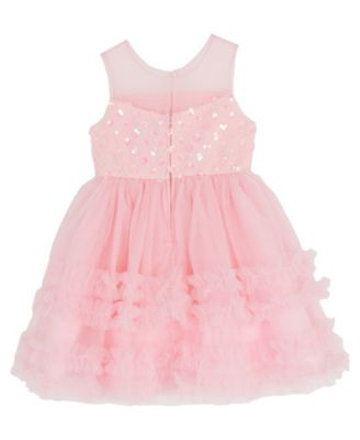 Girls' 2T-6X Ruffle Trim Round Neck Dress