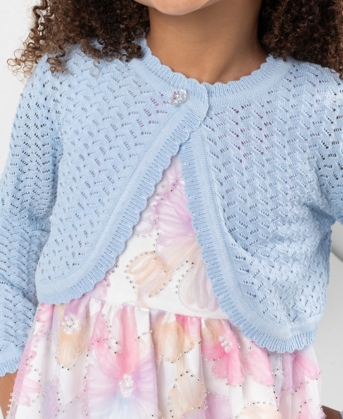 Rare Editions Girls' 2T-6X Crochet Knit Sweater Dress