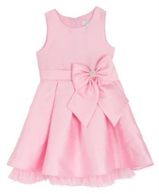 Girls' 2T-6X Mikado Bow Waist Round Neck Dress