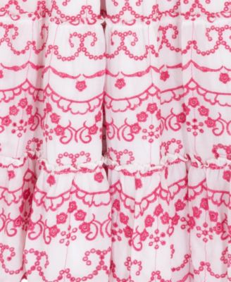 Girls' 7-16 Cotton Eyelet Flutter Square Neck Dress