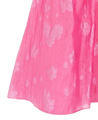 Girls' 7-16 Burnout Organza Floral Applique Square Neck Dress