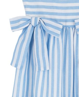 Girls' 7-16 Pleated Square Neck Bow Dress