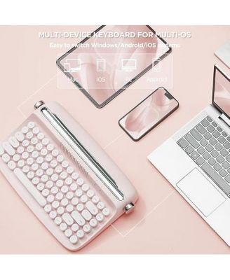 ACTTO B303 Wireless Keyboard, Retro Bluetooth Aesthetic Typewriter Style Keyboard with Integrated Stand for Multi-Device