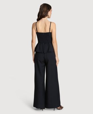 Women's Bow Vest Twofer Square Neck Jumpsuit