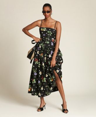 Women's Drop Waist Belted Midi Dress