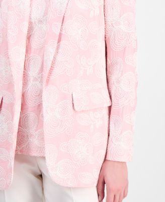 Women's Embroidered Shawl-Collar Open-Front Blazer