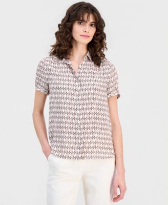 Women's Short-Sleeve Button-Front Blouse