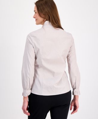 Women's Ruffled-Neck Long-Sleeve Blouse