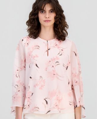 Women's Keyhole-Cutout Bell-Sleeve Top