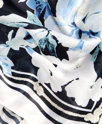 Bordered Floral Square Scarf