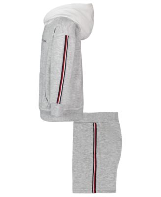 Boys' 2T-7 Striped Detail Hoodie and Shorts, 2-Piece Set