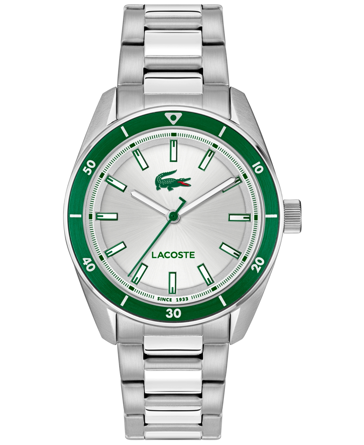 Lacoste Men's Boston Silver Tone Stainless Steel Bracelet Watch, 39mm