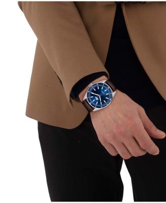 Men's Boston Brown Leather Strap Watch, 39mm