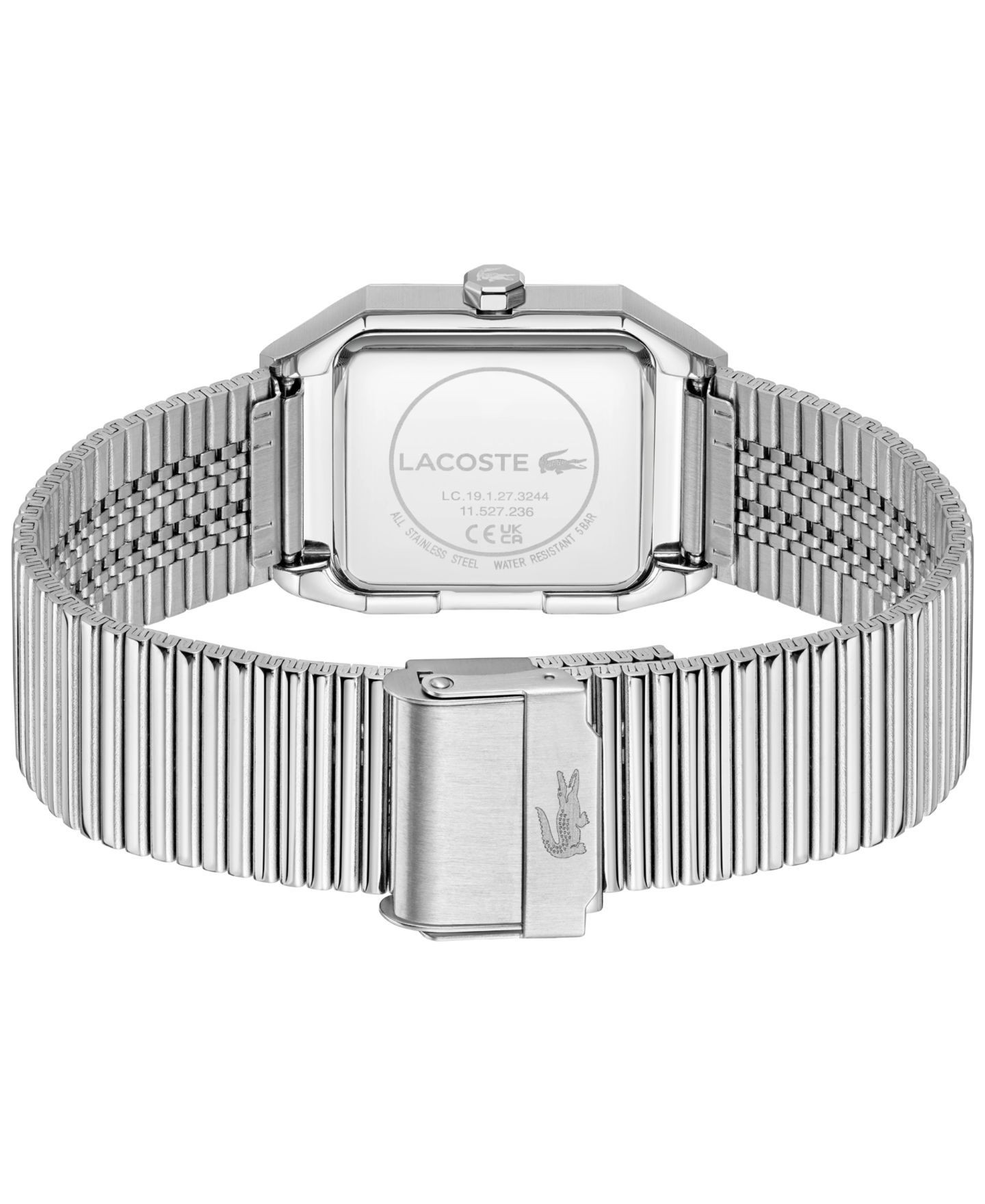 Мужские часы Lacoste Rene Silver Tone Stainless Steel Mesh Bracelet Watch, 31x32mm — фото 3