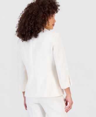 Petite Roll-Tab-Sleeve One-Button Blazer
