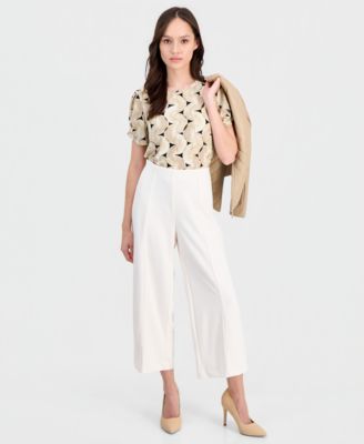 Petite Seamed Cropped Pull-On Pants