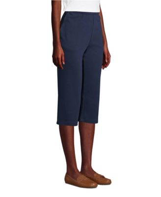 Women's Sport Knit High Rise Elastic Waist Pull On Capri Pants