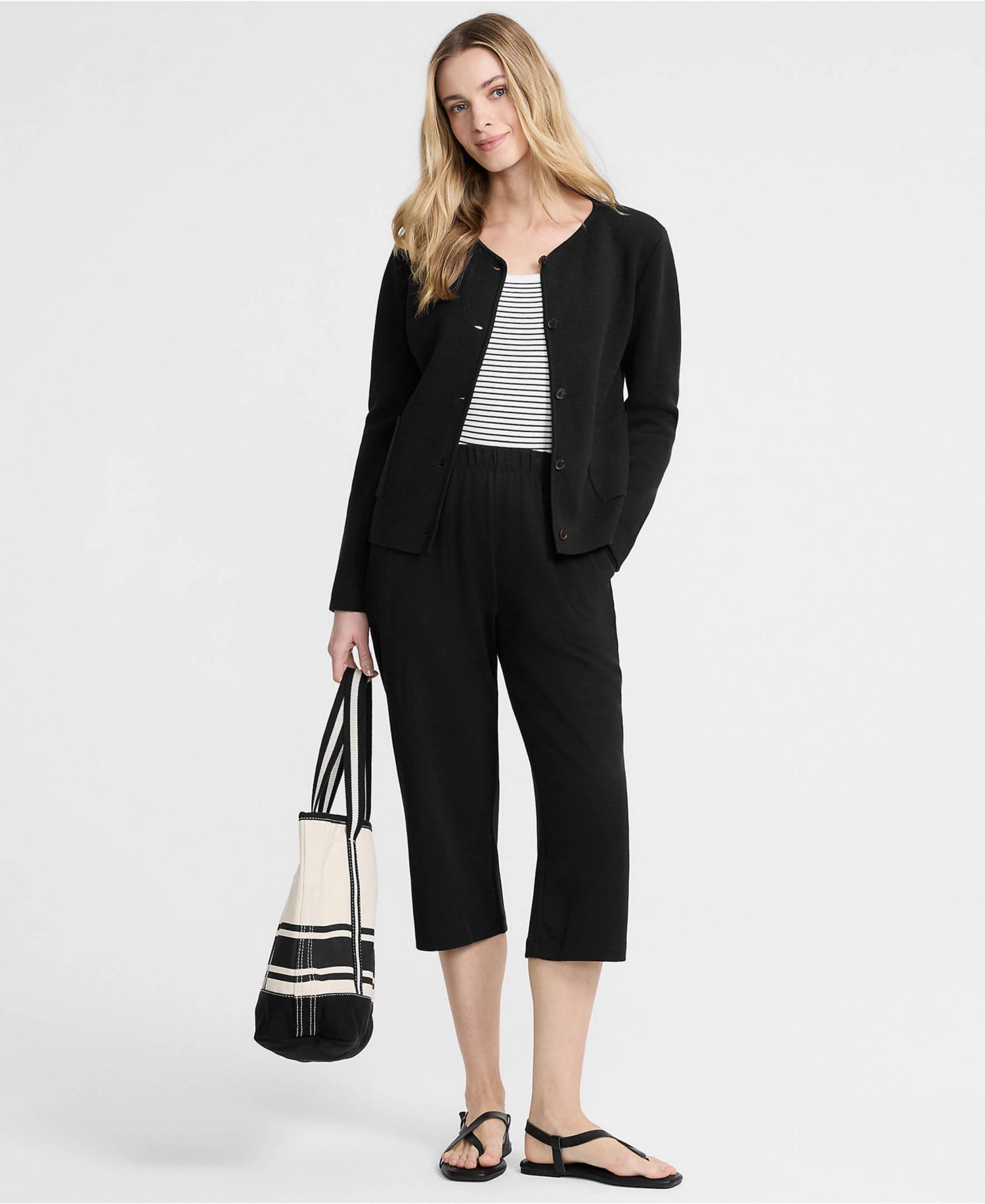 Women's Sport Knit High Rise Elastic Waist Capri Pants