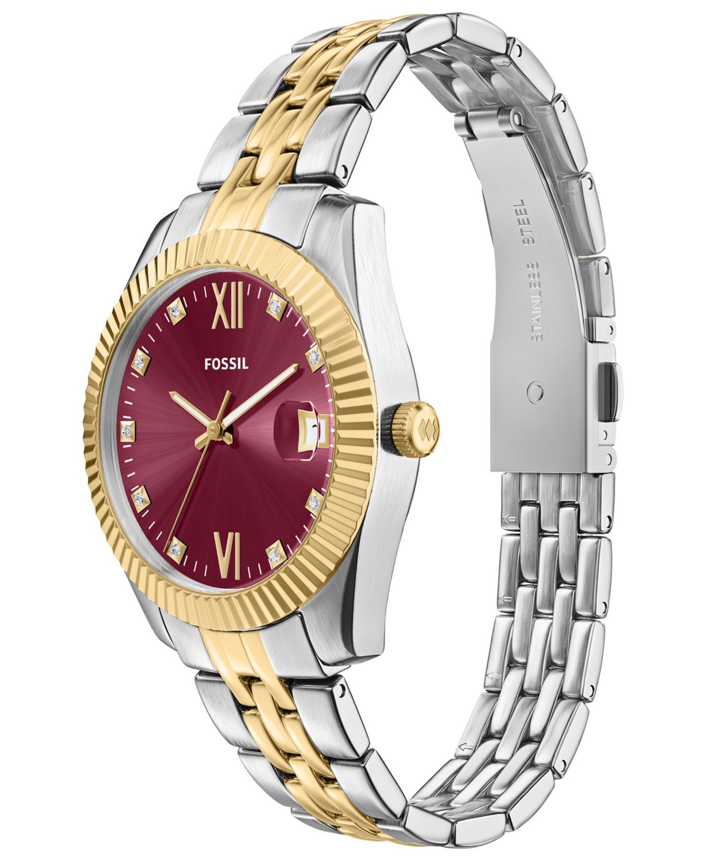 Женские часы Fossil Scarlette Three-Hand Date Two-Tone Stainless Steel Watch, 32mm — фото 5